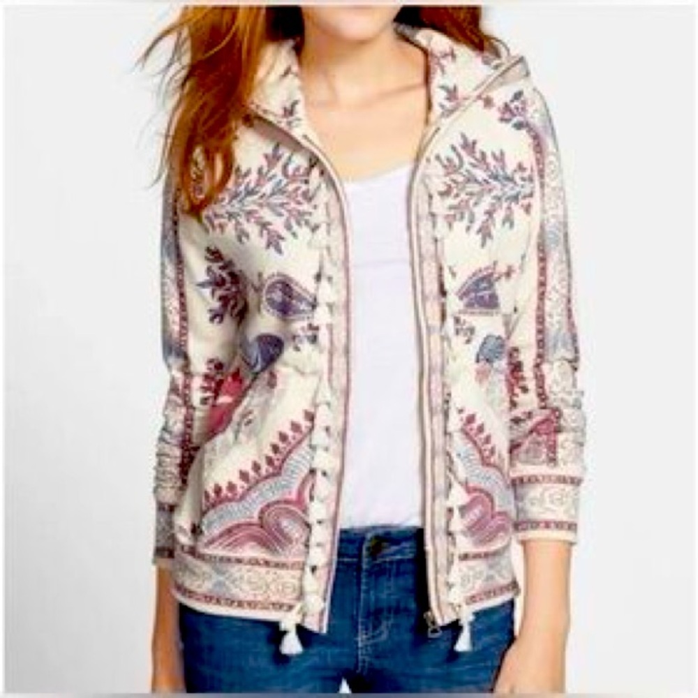 Lucky Brand Lucky Lotus zippered cotton hoodie size M - Picture 1 of 10
